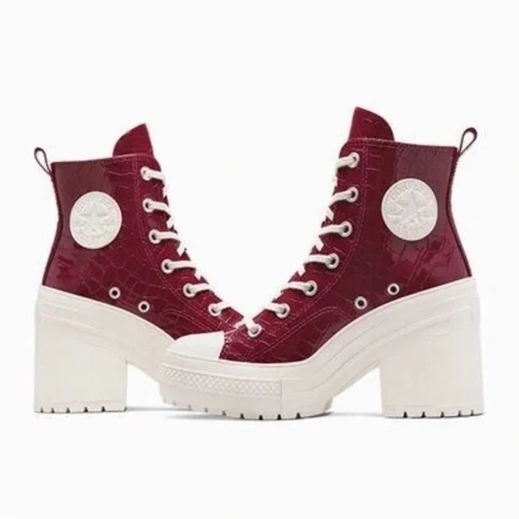 NEW Converse Chuck 70 De Luxe Leather Platform Heel Embossed Crocodile Hightop’s - Picture 4 of 7
